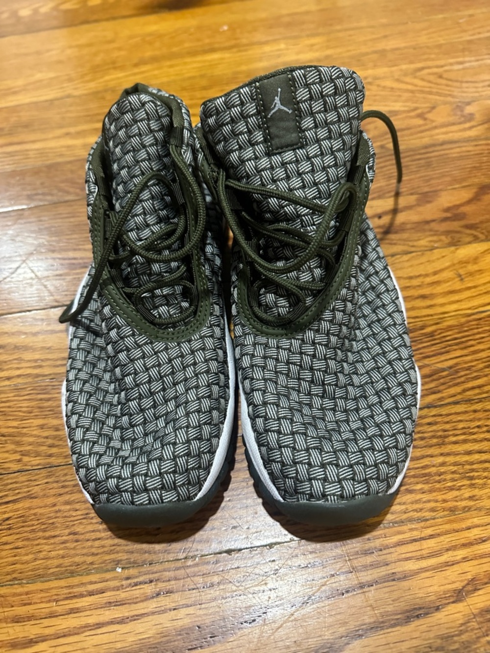 Jordan Woven High-Top Sneakers in Olive and Gray